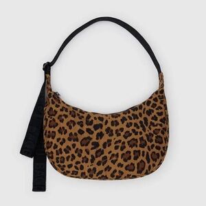 Baggu Medium Cheetah Crescent Nylon Shoulder Bag